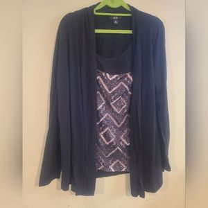 🏷3/$15🏷 AGB Long Sleeve Layered Black Lace Top - Size XL